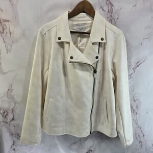 Haute Hippie Jacket Womens Large Cream White Black Faux Suede Y2K Moto Tie Dye